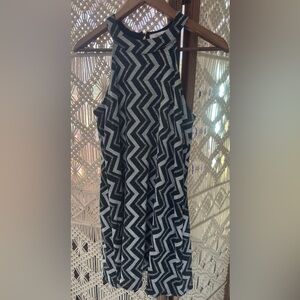 Candie's Black and White Zigzag Mini Dress